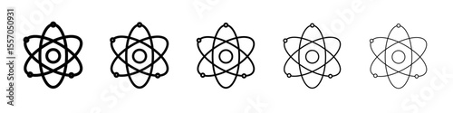 Atom scientific icon vector outline symbol or illustration