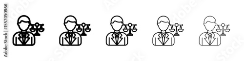 Attorney in law icon vector outline symbol or illustration