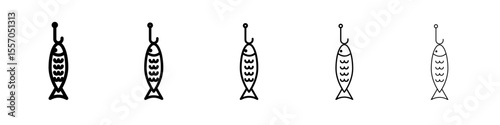 Bait Fishing Minnow icon vector outline symbol or illustration