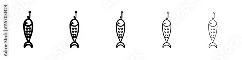 Bait Fishing Minnow icon vector outline symbol or illustration