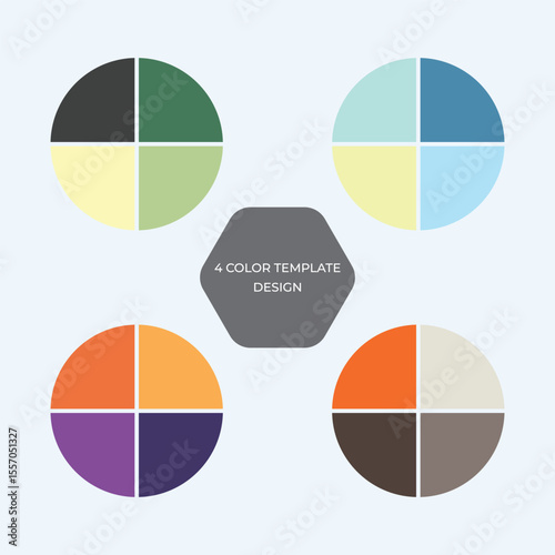 Creative color scheme template with four distinct palettes offering diverse aesthetic choices on