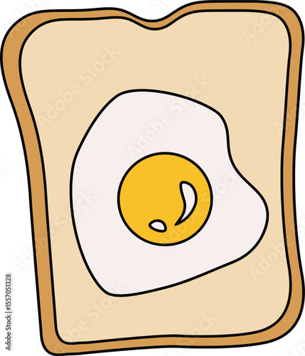 a  fried egg on top of slice bread vector illustration