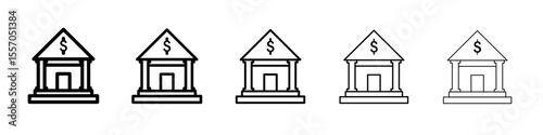 Bank icon vector outline symbol or illustration