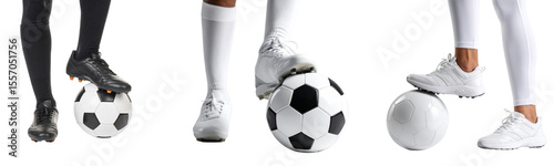 Soccer ball foot shoe black white standing isolated sport footwear athletic closeup competition team player leg action outdoor exercise training match uniform equipment fitness lifestyle movement