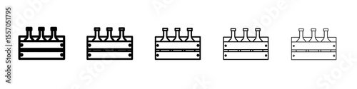 beer bottles in basket icon vector outline symbol or illustration