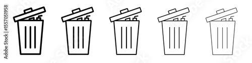 Bin icon vector outline symbol or illustration