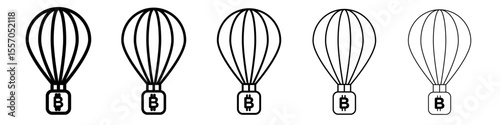 Bitcoin airdrop icon vector outline symbol or illustration