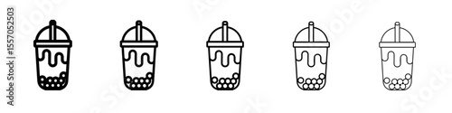 boba tea icon vector outline symbol or illustration