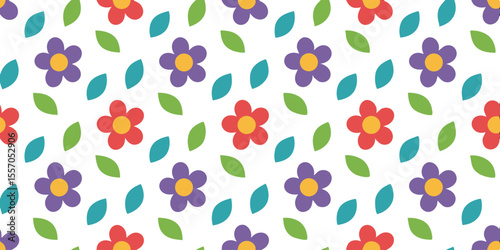 Floral Delight: A vibrant pattern of colorful flowers and verdant leaves brings a fresh and cheerful touch to this artistic design. 