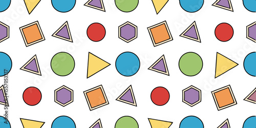 Colorful Shapes Pattern: A vibrant and captivating array of geometric forms in varied colors, elegantly arranged to create a seamless and aesthetically pleasing pattern.