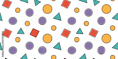 Abstract Shapes Pattern: A vibrant array of geometric shapes dance across the canvas, showcasing a playful yet balanced design and creating a visually stimulating and harmonious backdrop.