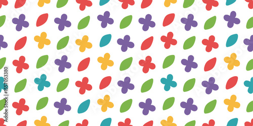 Vibrant Botanical Pattern: A lively, colorful pattern of stylized flowers and leaves in a rhythmic arrangement, presenting a cheerful and fresh aesthetic.