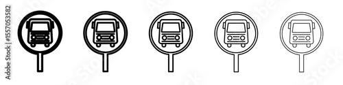 Bus sign icon vector outline symbol or illustration
