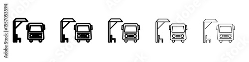 Bus stop stand icon vector outline symbol or illustration