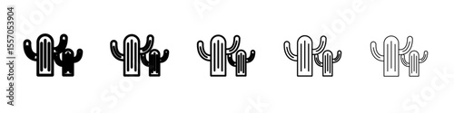 Cactus icon vector outline symbol or illustration
