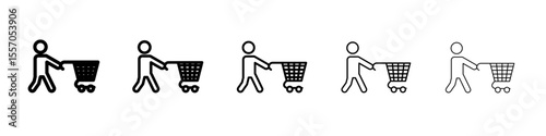 Buyer, shopper icon vector outline symbol or illustration