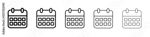 calendar icon vector outline symbol or illustration