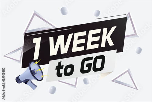 1 week to go word concept vector illustration with megaphone and 3d style for use landing page, template, ui, web, mobile app, poster, banner, flyer, background, gift card, coupon
