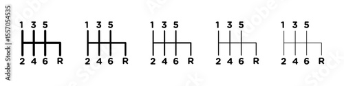 car manual shift lever icon vector outline symbol or illustration