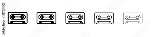 Cassette tape icon vector outline symbol or illustration