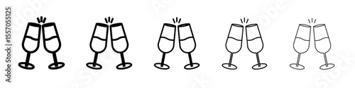 Champagne toast icon vector outline symbol or illustration