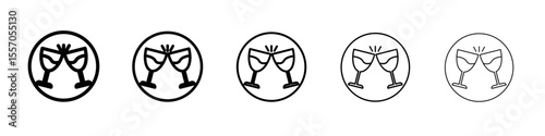 Champagne toast icon vector outline symbol or illustration