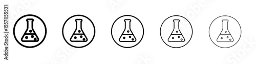 Chemical flask icon vector outline symbol or illustration
