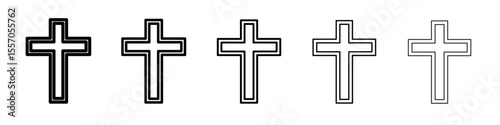 Christian Cross icon vector outline symbol or illustration