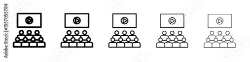 cinema audience icon vector outline symbol or illustration