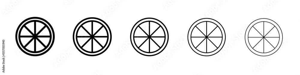 Obraz premium Citrus, lemon, lime, orange, tangerine slice icon vector outline symbol or illustration