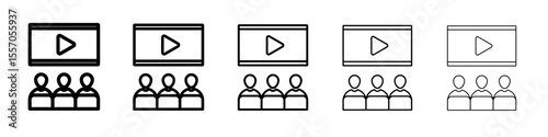 cinema audience icon vector outline symbol or illustration