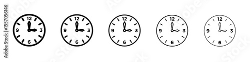 Clock icon vector outline symbol or illustration
