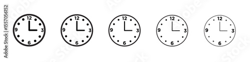 Clock icon vector outline symbol or illustration