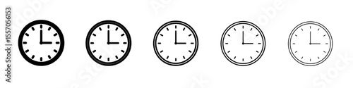 Clock icon vector outline symbol or illustration
