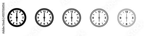 Clock time icon vector outline symbol or illustration