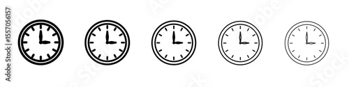 Clock time icon vector outline symbol or illustration