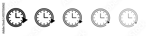 Clock time icon vector outline symbol or illustration