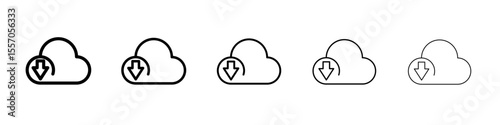 Cloud download file icon vector outline symbol or illustration
