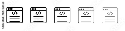 coding program icon vector outline symbol or illustration