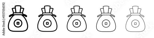 coin bag icon vector outline symbol or illustration
