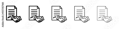 Contract signing icon vector outline symbol or illustration