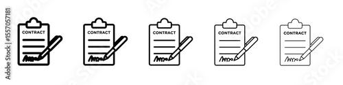 Contract signing icon vector outline symbol or illustration