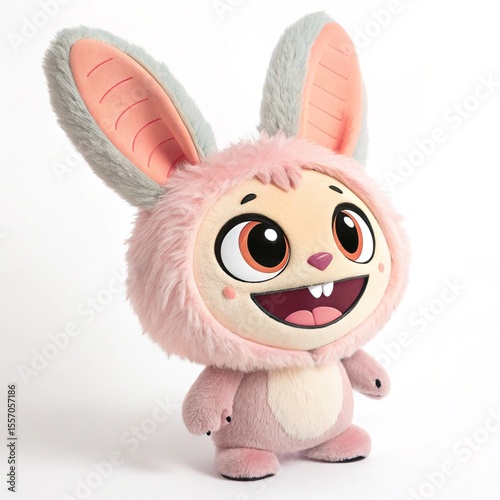 cute plush toy, kawaii plushie,  inspired toy, pastel stuffed toy, big eyes plush, toothy smile toy, fluffy animal toy, soft kids plush, kawaii stuffed animal, bunny ear plush, toy with big ears, past