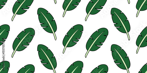 Leaf pattern: Vibrant green leaves in a seamless pattern evoke a sense of freshness and natural elegance, suitable for various design applications.