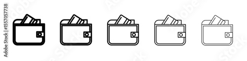 credit card in wallet icon vector outline symbol or illustration