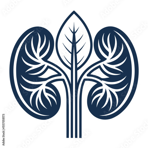 Abstract kidney leaf logo design. Natural urology clinic identity, organic, modern, isolated icon.