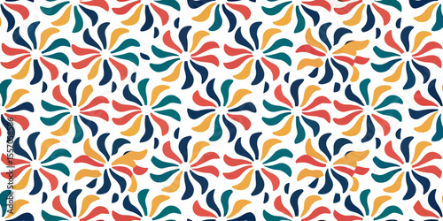Floral Fanfare: A vibrant pattern of stylized floral designs, with a captivating dance of colors, evokes a sense of joy, optimism, and creative energy. 