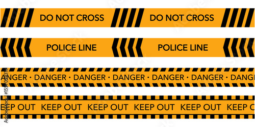 Security, restrictions and warning signs. Set of police line icon. Vector illustration.