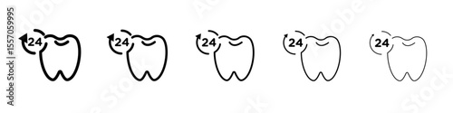 Dental Protection for 24 Hours icon vector outline symbol or illustration