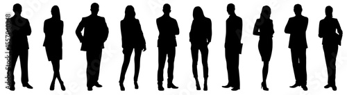 People business standing in row silhouette vector.